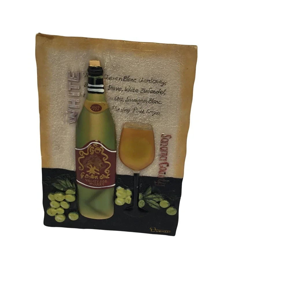 Durham Wine Wall Plaques Set of 2 Sonoma County White Napa Valley Red Resin Art